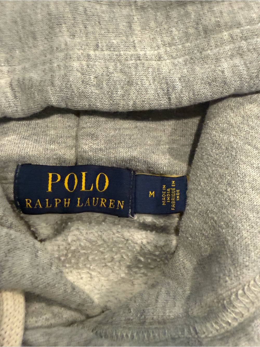 Ralph Lauren Heather Gray Pullover Hoodie with Navy Polo Logo - Picture 3 of 3
